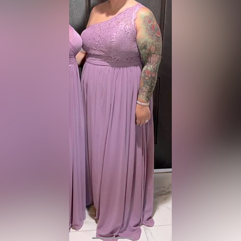 Azazie Purple Pleated One-Shoulder Gown